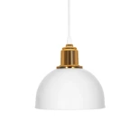 GloboStar® ΗUT 203-0147 Μοντέρνο Κρεμαστό Φωτιστικό Καμπάνα Μονόφωτο 1 x E27 IP20 Λευκό με Χρυσό Πλαστικό - Μ18 x Π18 x Υ18cm