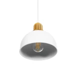GloboStar® ΗUT 203-0147 Μοντέρνο Κρεμαστό Φωτιστικό Καμπάνα Μονόφωτο 1 x E27 IP20 Λευκό με Χρυσό Πλαστικό - Μ18 x Π18 x Υ18cm