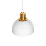 GloboStar® ΗUT 203-0147 Μοντέρνο Κρεμαστό Φωτιστικό Καμπάνα Μονόφωτο 1 x E27 IP20 Λευκό με Χρυσό Πλαστικό - Μ18 x Π18 x Υ18cm