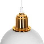 GloboStar® ΗUT 203-0147 Μοντέρνο Κρεμαστό Φωτιστικό Καμπάνα Μονόφωτο 1 x E27 IP20 Λευκό με Χρυσό Πλαστικό - Μ18 x Π18 x Υ18cm