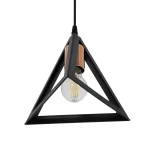 GloboStar® TRIANGLE 203-0161 Μοντέρνο Κρεμαστό Φωτιστικό Καμπάνα Μονόφωτο 1 x E27 IP20 Μάυρο με Χάλκινο Πλαστικό - Μ24 x Π24 x Υ22cm