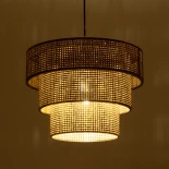 GloboStar® LEVEL 203-0171 Μοντέρνο Κρεμαστό Φωτιστικό Καπέλο Μονόφωτο 1 x E27 IP20 Καφέ Διάτρητο Ύφασμα - Μ38 x Π38 x Υ30cm