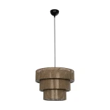 GloboStar® LEVEL 203-0171 Μοντέρνο Κρεμαστό Φωτιστικό Καπέλο Μονόφωτο 1 x E27 IP20 Καφέ Διάτρητο Ύφασμα - Μ38 x Π38 x Υ30cm