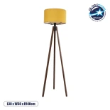 GloboStar® SAGA 204-0033 Μοντέρνο Eπιδαπέδιο Φωτιστικό Μονόφωτο 1 x E27 IP20 Καφέ Ξύλο με Κίτρινο Ύφασμα - Μ38 x Π38 x Υ140cm