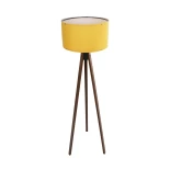 GloboStar® SAGA 204-0033 Μοντέρνο Eπιδαπέδιο Φωτιστικό Μονόφωτο 1 x E27 IP20 Καφέ Ξύλο με Κίτρινο Ύφασμα - Μ38 x Π38 x Υ140cm
