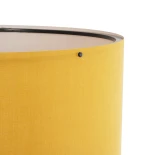 GloboStar® SAGA 204-0033 Μοντέρνο Eπιδαπέδιο Φωτιστικό Μονόφωτο 1 x E27 IP20 Καφέ Ξύλο με Κίτρινο Ύφασμα - Μ38 x Π38 x Υ140cm