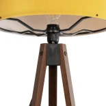 GloboStar® SAGA 204-0033 Μοντέρνο Eπιδαπέδιο Φωτιστικό Μονόφωτο 1 x E27 IP20 Καφέ Ξύλο με Κίτρινο Ύφασμα - Μ38 x Π38 x Υ140cm