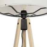 GloboStar® SAGA 204-0046 Μοντέρνο Eπιδαπέδιο Φωτιστικό Μονόφωτο 1 x E27 IP20 Μπεζ Ξύλο με Λευκό Ύφασμα - Μ38 x Π38 x Υ140cm