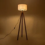 GloboStar® SAGA 204-0049 Μοντέρνο Eπιδαπέδιο Φωτιστικό Μονόφωτο 1 x E27 IP20 Καφέ Ξύλο με Ροζ  Ύφασμα - Μ38 x Π38 x Υ140cm