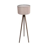 GloboStar® SAGA 204-0049 Μοντέρνο Eπιδαπέδιο Φωτιστικό Μονόφωτο 1 x E27 IP20 Καφέ Ξύλο με Ροζ  Ύφασμα - Μ38 x Π38 x Υ140cm