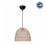 GloboStar® CESTINO 204-0178 Boho Κρεμαστό Φωτιστικό Οροφής Μονόφωτο 1 x E27 AC 220-240V IP20 Μπεζ - Μ30 x Π30 x Υ25cm