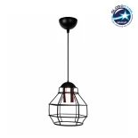 GloboStar® BUR 204-0180 Μοντέρνο Κρεμαστό Φωτιστικό Οροφής Μονόφωτο 1 x E27 AC 220-240V IP20 Μαύρο - Μ17 x Π17 x Υ23cm