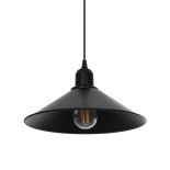 GloboStar® FERRO 203-0084 Μοντέρνο Κρεμαστό Φωτιστικό Καμπάνα Μονόφωτο 1 x E27 IP20 Μαύρο Πλαστικό - Μ30 x Π30 x Υ15cm