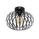 GloboStar® STAR 202-0051 Μοντέρνο Φωτιστικό Οροφής Πλέγμα Μονόφωτο 1 x E27 IP20 Μαύρο Μέταλλο - Μ40 x Π40 x Υ27cm