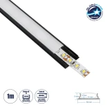 GLOBOSTAR® ALP-LINEAR CURBARIO 70804-1M Επιφανειακό Εύκαμπτο Προφίλ Αλουμινίου με Λευκό Γαλακτερό Πατητό Κάλυμμα για Ταινίες LED IP20 - Μαύρο - Μ100 x Π1.8 x Υ0.5cm
