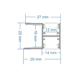 GLOBOSTAR® ALP-R-SHELF DODA 70814-1M Χωνευτό Προφίλ Αλουμινίου Ειδικό για Φωτισμό Ραφιού 18mm με Λευκό Γαλακτερό Πατητό Κάλυμμα για Ταινίες LED IP20 - Ασημί - Μ100 x Π1.5 x Υ2cm