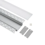 GLOBOSTAR® ALP-PLASTERIN GYPSO 70861-1M Χωνευτό Προφίλ Αλουμινίου Ειδικό για Γυψοσανίδα με Λευκό Γαλακτερό Πατητό Κάλυμμα για Ταινίες LED IP20 - Ασημί - Μ100 x Π7.8 x Υ1.4cm