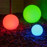 GLOBOSTAR® AQUAGLOW 71473 Μοντέρνο Φωτιστικό Κήπου Μπάλα με IR Ασύρματο Χειριστήριο LED 3W 240lm 360° DC 5V με USB-C με Επαναφορτιζόμενη Μπαταρία Li-ion 3.7V 2x18650 1400mAh Αδιάβροχο IP54 Πολύχρωμο RGBW Dimmable - Sanan SMD Chip - Γαλακτερό Λευκό - Μ15 x