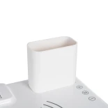 GLOBOSTAR® ZENTIME 76554 Μοντέρνο Επιτραπέζιο Φωτιστικό Γραφείου με Ασύρματη Φόρτιση 15W 3A & Ψηφιακό Ρολόι LED 3.5W 350lm 120° DC 5V με USB-C IP20 Ρυθμιζόμενο Λευκό CCT με Αφή 2700K/4500K/6000K Dimmable - Sanan SMD Chip - Λευκό- Μ19.5 x Π25 x Υ50cm - 2 Χ