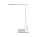 GLOBOSTAR® ZENTIME 76554 Μοντέρνο Επιτραπέζιο Φωτιστικό Γραφείου με Ασύρματη Φόρτιση 15W 3A & Ψηφιακό Ρολόι LED 3.5W 350lm 120° DC 5V με USB-C IP20 Ρυθμιζόμενο Λευκό CCT με Αφή 2700K/4500K/6000K Dimmable - Sanan SMD Chip - Λευκό- Μ19.5 x Π25 x Υ50cm - 2 Χ