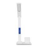 GLOBOSTAR® ZENTIME 76554 Μοντέρνο Επιτραπέζιο Φωτιστικό Γραφείου με Ασύρματη Φόρτιση 15W 3A & Ψηφιακό Ρολόι LED 3.5W 350lm 120° DC 5V με USB-C IP20 Ρυθμιζόμενο Λευκό CCT με Αφή 2700K/4500K/6000K Dimmable - Sanan SMD Chip - Λευκό- Μ19.5 x Π25 x Υ50cm - 2 Χ