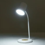 GLOBOSTAR® LUCORA 76555 Μοντέρνο Επιτραπέζιο Φωτιστικό Γραφείου με Ασύρματη Φόρτιση 10W 2A & 4W Bluetooth Ηχείο LED 3W 300lm 120° DC 5V με USB-C IP20 Ρυθμιζόμενο Λευκό CCT με Αφή 2700K/4500K/6000K Dimmable - Sanan SMD Chip - Λευκό - Μ12 x Π12 x Υ32cm - 2 