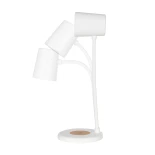 GLOBOSTAR® LUCORA 76555 Μοντέρνο Επιτραπέζιο Φωτιστικό Γραφείου με Ασύρματη Φόρτιση 10W 2A & 4W Bluetooth Ηχείο LED 3W 300lm 120° DC 5V με USB-C IP20 Ρυθμιζόμενο Λευκό CCT με Αφή 2700K/4500K/6000K Dimmable - Sanan SMD Chip - Λευκό - Μ12 x Π12 x Υ32cm - 2 