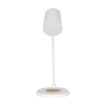 GLOBOSTAR® LUCORA 76555 Μοντέρνο Επιτραπέζιο Φωτιστικό Γραφείου με Ασύρματη Φόρτιση 10W 2A & 4W Bluetooth Ηχείο LED 3W 300lm 120° DC 5V με USB-C IP20 Ρυθμιζόμενο Λευκό CCT με Αφή 2700K/4500K/6000K Dimmable - Sanan SMD Chip - Λευκό - Μ12 x Π12 x Υ32cm - 2 