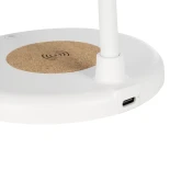 GLOBOSTAR® LUCORA 76555 Μοντέρνο Επιτραπέζιο Φωτιστικό Γραφείου με Ασύρματη Φόρτιση 10W 2A & 4W Bluetooth Ηχείο LED 3W 300lm 120° DC 5V με USB-C IP20 Ρυθμιζόμενο Λευκό CCT με Αφή 2700K/4500K/6000K Dimmable - Sanan SMD Chip - Λευκό - Μ12 x Π12 x Υ32cm - 2 