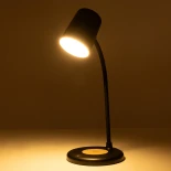 GLOBOSTAR® LUCORA 76556 Μοντέρνο Επιτραπέζιο Φωτιστικό Γραφείου με Ασύρματη Φόρτιση 10W 2A & 4W Bluetooth Ηχείο LED 3W 300lm 120° DC 5V με USB-C IP20 Ρυθμιζόμενο Λευκό CCT με Αφή 2700K/4500K/6000K Dimmable - Sanan SMD Chip - Μαύρο - Μ12 x Π12 x Υ32cm - 2 