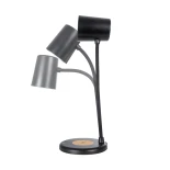 GLOBOSTAR® LUCORA 76556 Μοντέρνο Επιτραπέζιο Φωτιστικό Γραφείου με Ασύρματη Φόρτιση 10W 2A & 4W Bluetooth Ηχείο LED 3W 300lm 120° DC 5V με USB-C IP20 Ρυθμιζόμενο Λευκό CCT με Αφή 2700K/4500K/6000K Dimmable - Sanan SMD Chip - Μαύρο - Μ12 x Π12 x Υ32cm - 2 