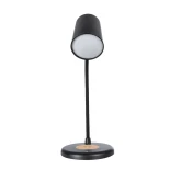 GLOBOSTAR® LUCORA 76556 Μοντέρνο Επιτραπέζιο Φωτιστικό Γραφείου με Ασύρματη Φόρτιση 10W 2A & 4W Bluetooth Ηχείο LED 3W 300lm 120° DC 5V με USB-C IP20 Ρυθμιζόμενο Λευκό CCT με Αφή 2700K/4500K/6000K Dimmable - Sanan SMD Chip - Μαύρο - Μ12 x Π12 x Υ32cm - 2 