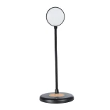 GLOBOSTAR® LUCORA 76556 Μοντέρνο Επιτραπέζιο Φωτιστικό Γραφείου με Ασύρματη Φόρτιση 10W 2A & 4W Bluetooth Ηχείο LED 3W 300lm 120° DC 5V με USB-C IP20 Ρυθμιζόμενο Λευκό CCT με Αφή 2700K/4500K/6000K Dimmable - Sanan SMD Chip - Μαύρο - Μ12 x Π12 x Υ32cm - 2 