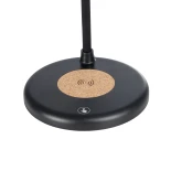 GLOBOSTAR® LUCORA 76556 Μοντέρνο Επιτραπέζιο Φωτιστικό Γραφείου με Ασύρματη Φόρτιση 10W 2A & 4W Bluetooth Ηχείο LED 3W 300lm 120° DC 5V με USB-C IP20 Ρυθμιζόμενο Λευκό CCT με Αφή 2700K/4500K/6000K Dimmable - Sanan SMD Chip - Μαύρο - Μ12 x Π12 x Υ32cm - 2 