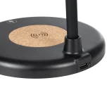 GLOBOSTAR® LUCORA 76556 Μοντέρνο Επιτραπέζιο Φωτιστικό Γραφείου με Ασύρματη Φόρτιση 10W 2A & 4W Bluetooth Ηχείο LED 3W 300lm 120° DC 5V με USB-C IP20 Ρυθμιζόμενο Λευκό CCT με Αφή 2700K/4500K/6000K Dimmable - Sanan SMD Chip - Μαύρο - Μ12 x Π12 x Υ32cm - 2 