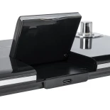GLOBOSTAR® OLDY 76563 Μοντέρνο Επιτραπέζιο Φωτιστικό Γραφείου με Ασύρματη Φόρτιση 15W 3A, 5W Bluetooth Ηχείο & Ψηφιακό Ρολόι LED 3W 300lm 120° DC 5V με USB-C IP20 Ρυθμιζόμενο Λευκό CCT με Αφή 2700K/4500K/6000K Dimmable - Sanan SMD Chip - Μαύρο - Μ13 x Π25