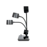 GLOBOSTAR® OLDY 76563 Μοντέρνο Επιτραπέζιο Φωτιστικό Γραφείου με Ασύρματη Φόρτιση 15W 3A, 5W Bluetooth Ηχείο & Ψηφιακό Ρολόι LED 3W 300lm 120° DC 5V με USB-C IP20 Ρυθμιζόμενο Λευκό CCT με Αφή 2700K/4500K/6000K Dimmable - Sanan SMD Chip - Μαύρο - Μ13 x Π25