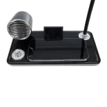GLOBOSTAR® OLDY 76563 Μοντέρνο Επιτραπέζιο Φωτιστικό Γραφείου με Ασύρματη Φόρτιση 15W 3A, 5W Bluetooth Ηχείο & Ψηφιακό Ρολόι LED 3W 300lm 120° DC 5V με USB-C IP20 Ρυθμιζόμενο Λευκό CCT με Αφή 2700K/4500K/6000K Dimmable - Sanan SMD Chip - Μαύρο - Μ13 x Π25