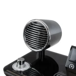 GLOBOSTAR® OLDY 76563 Μοντέρνο Επιτραπέζιο Φωτιστικό Γραφείου με Ασύρματη Φόρτιση 15W 3A, 5W Bluetooth Ηχείο & Ψηφιακό Ρολόι LED 3W 300lm 120° DC 5V με USB-C IP20 Ρυθμιζόμενο Λευκό CCT με Αφή 2700K/4500K/6000K Dimmable - Sanan SMD Chip - Μαύρο - Μ13 x Π25