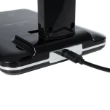 GLOBOSTAR® ZENTIME 76564 Μοντέρνο Επιτραπέζιο Φωτιστικό Γραφείου με Ασύρματη Φόρτιση 10W 2A & Ψηφιακό Ρολόι LED 3.5W 350lm 120° DC 5V με USB-C IP20 Ρυθμιζόμενο Λευκό CCT με Αφή 2700K/4500K/6000K Dimmable - Sanan SMD Chip - Μαύρο - Μ18 x Π12 x Υ40cm - 2 Χρ