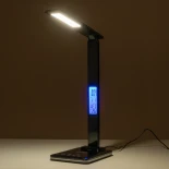 GLOBOSTAR® ZENTIME 76564 Μοντέρνο Επιτραπέζιο Φωτιστικό Γραφείου με Ασύρματη Φόρτιση 10W 2A & Ψηφιακό Ρολόι LED 3.5W 350lm 120° DC 5V με USB-C IP20 Ρυθμιζόμενο Λευκό CCT με Αφή 2700K/4500K/6000K Dimmable - Sanan SMD Chip - Μαύρο - Μ18 x Π12 x Υ40cm - 2 Χρ