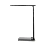 GLOBOSTAR® ZENTIME 76564 Μοντέρνο Επιτραπέζιο Φωτιστικό Γραφείου με Ασύρματη Φόρτιση 10W 2A & Ψηφιακό Ρολόι LED 3.5W 350lm 120° DC 5V με USB-C IP20 Ρυθμιζόμενο Λευκό CCT με Αφή 2700K/4500K/6000K Dimmable - Sanan SMD Chip - Μαύρο - Μ18 x Π12 x Υ40cm - 2 Χρ
