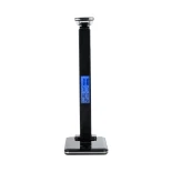 GLOBOSTAR® ZENTIME 76564 Μοντέρνο Επιτραπέζιο Φωτιστικό Γραφείου με Ασύρματη Φόρτιση 10W 2A & Ψηφιακό Ρολόι LED 3.5W 350lm 120° DC 5V με USB-C IP20 Ρυθμιζόμενο Λευκό CCT με Αφή 2700K/4500K/6000K Dimmable - Sanan SMD Chip - Μαύρο - Μ18 x Π12 x Υ40cm - 2 Χρ