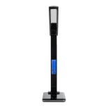 GLOBOSTAR® ZENTIME 76564 Μοντέρνο Επιτραπέζιο Φωτιστικό Γραφείου με Ασύρματη Φόρτιση 10W 2A & Ψηφιακό Ρολόι LED 3.5W 350lm 120° DC 5V με USB-C IP20 Ρυθμιζόμενο Λευκό CCT με Αφή 2700K/4500K/6000K Dimmable - Sanan SMD Chip - Μαύρο - Μ18 x Π12 x Υ40cm - 2 Χρ