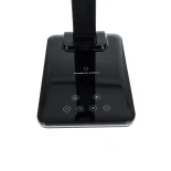 GLOBOSTAR® ZENTIME 76564 Μοντέρνο Επιτραπέζιο Φωτιστικό Γραφείου με Ασύρματη Φόρτιση 10W 2A & Ψηφιακό Ρολόι LED 3.5W 350lm 120° DC 5V με USB-C IP20 Ρυθμιζόμενο Λευκό CCT με Αφή 2700K/4500K/6000K Dimmable - Sanan SMD Chip - Μαύρο - Μ18 x Π12 x Υ40cm - 2 Χρ