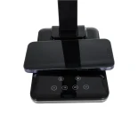 GLOBOSTAR® ZENTIME 76564 Μοντέρνο Επιτραπέζιο Φωτιστικό Γραφείου με Ασύρματη Φόρτιση 10W 2A & Ψηφιακό Ρολόι LED 3.5W 350lm 120° DC 5V με USB-C IP20 Ρυθμιζόμενο Λευκό CCT με Αφή 2700K/4500K/6000K Dimmable - Sanan SMD Chip - Μαύρο - Μ18 x Π12 x Υ40cm - 2 Χρ