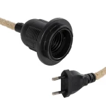 GLOBOSTAR® WHIP 77660 Μοντέρνο DIY Φωτιστικό με Υφασμάτινο Καλώδιο, Ντουί 1 x E27, Διακόπτη On/Off & Πρίζα AC 220-240V IP20 - Μπεζ & Μαύρο - Μ140 x Π4.5 x Υ4.5cm