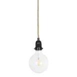 GLOBOSTAR® WHIP 77660 Μοντέρνο DIY Φωτιστικό με Υφασμάτινο Καλώδιο, Ντουί 1 x E27, Διακόπτη On/Off & Πρίζα AC 220-240V IP20 - Μπεζ & Μαύρο - Μ140 x Π4.5 x Υ4.5cm