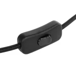 GLOBOSTAR® WHIP 77669 Μοντέρνο DIY Φωτιστικό με Υφασμάτινο Καλώδιο, Ντουί 1 x E27 & Διακόπτη On/Off AC 220-240V IP20 - Μαύρο - Μ140 x Π4.5 x Υ4.5cm