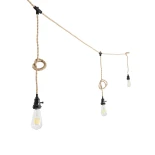 GLOBOSTAR® WHIP 77676 Μοντέρνο DIY Φωτιστικό με Υφασμάτινο Καλώδιο, Ντουί 3 x E27, Διακόπτη On/Off & Πρίζα AC 220-240V IP20 - Μπεζ & Μαύρο - Μ680 x Π4.5 x Υ4.5cm